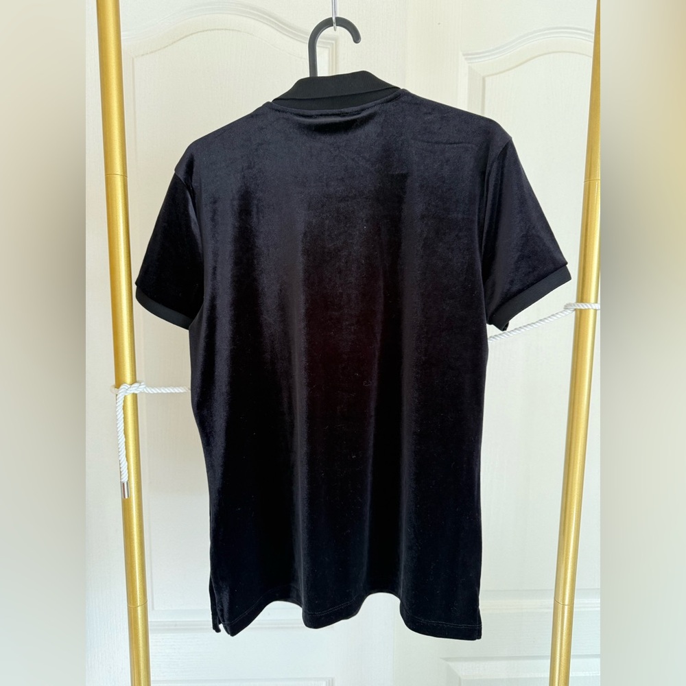 Ralph Lauren Black Velvet Polo with Embroidered Rhinestone's  Logo - size M - Picture 2 of 9